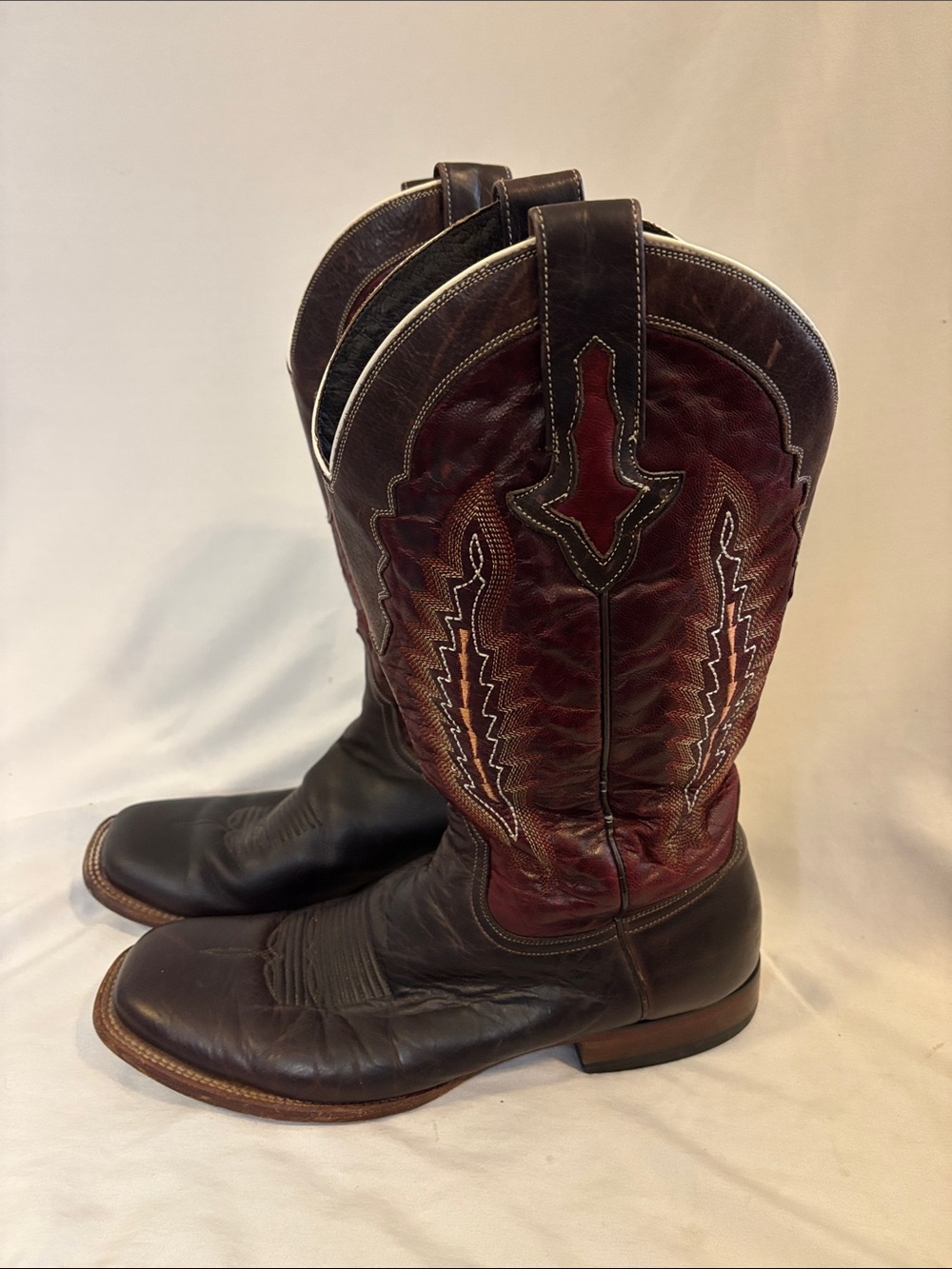 Lucchese M4047 Men's Square Toe Chocolate Cowhide Boots 10.5D
